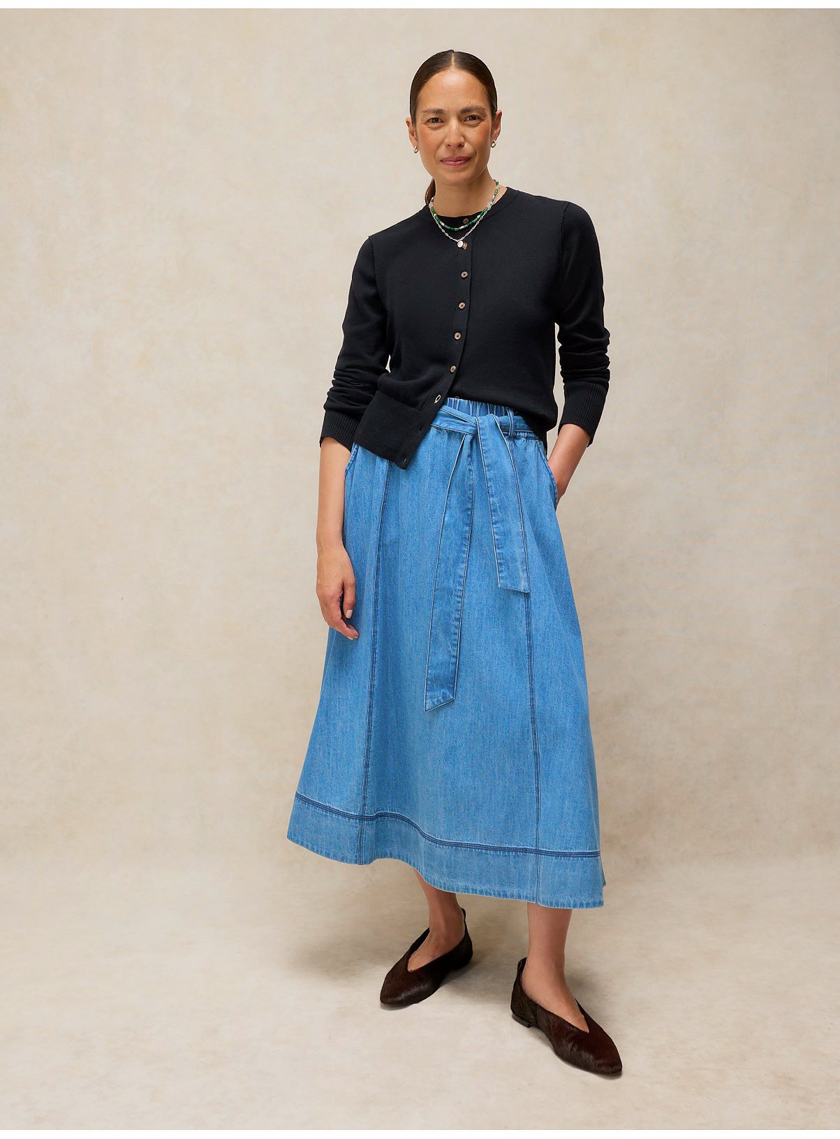 WHITE STUFF Krystin Denim Midi Skirt 10 - Image 2 thumbnail